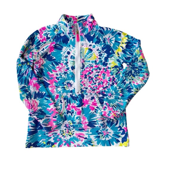 Lilly Pulitzer Other - Lilly Pulitzer Girls Dive In Tie Dye Print UPF 50 1/2 Zip Popover Size XL